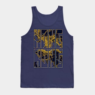 Hong Kong, China City Map Typography - Gold Art Deco Tank Top